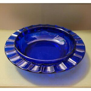 Cobalt New Martinsville Moondrop Vintage Shallow Bowl Butter Dish Bottom 1930s-4
